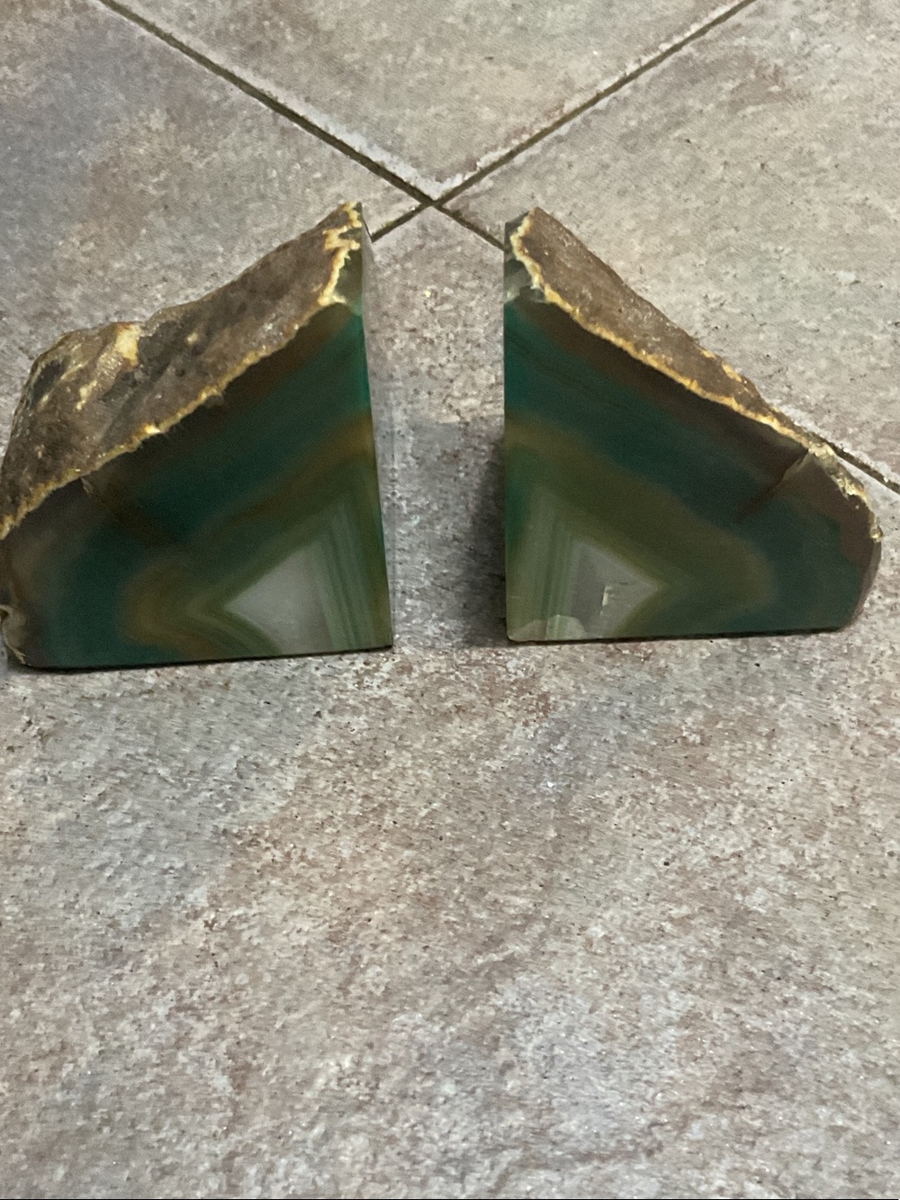 Unknown Brand Green Agate Bookends - Pair Made in Brazil